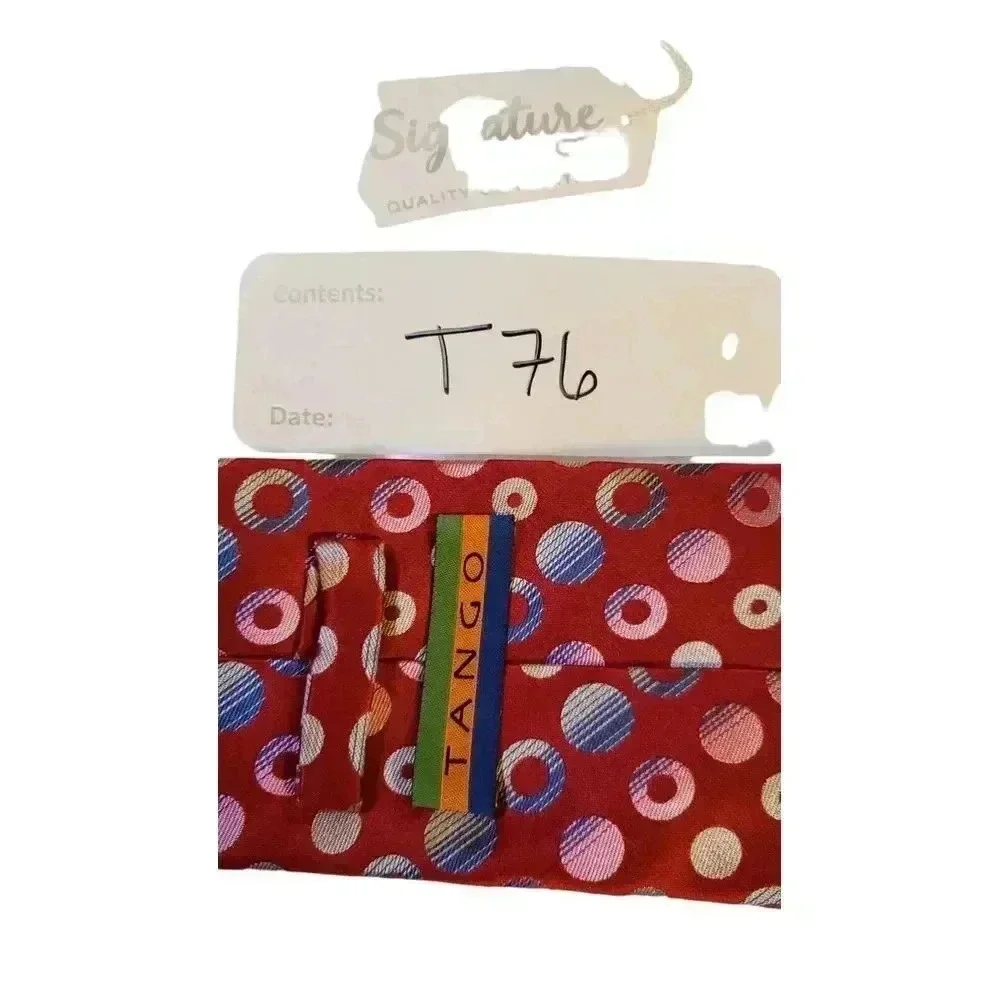 Tango Tie Necktie Neckwear Red Multicolored‎ Circle Pattern Luxury Designer Work
